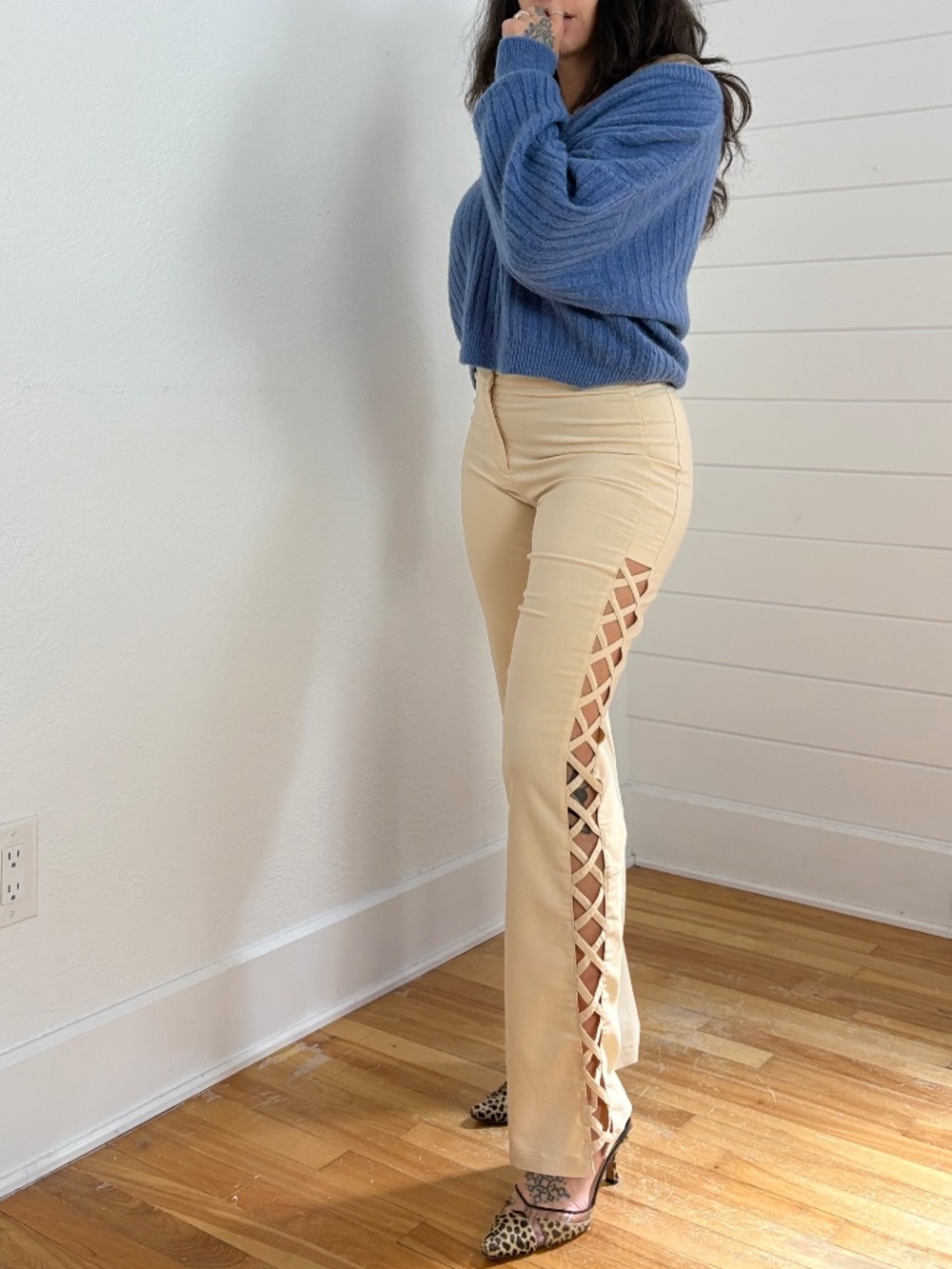 Vintage flare criss cross pants
